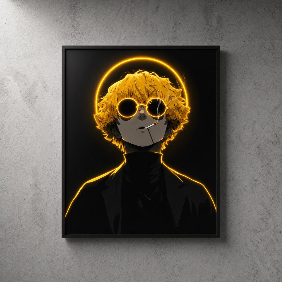Anime Zenitsu with Glasses Neon Wall Art – UV Printed Custom LED Neon Artwork