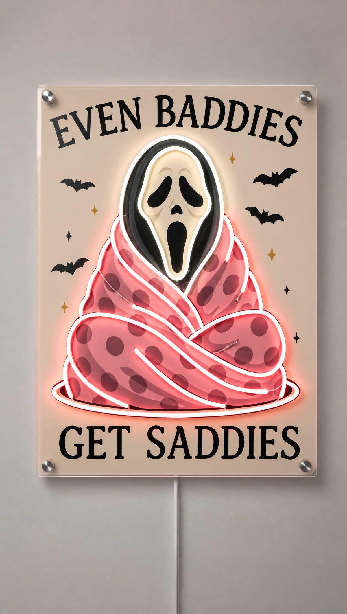 Sad Baddie Ghost Neon Wall Art - Premium Custom LED Neon Artwork