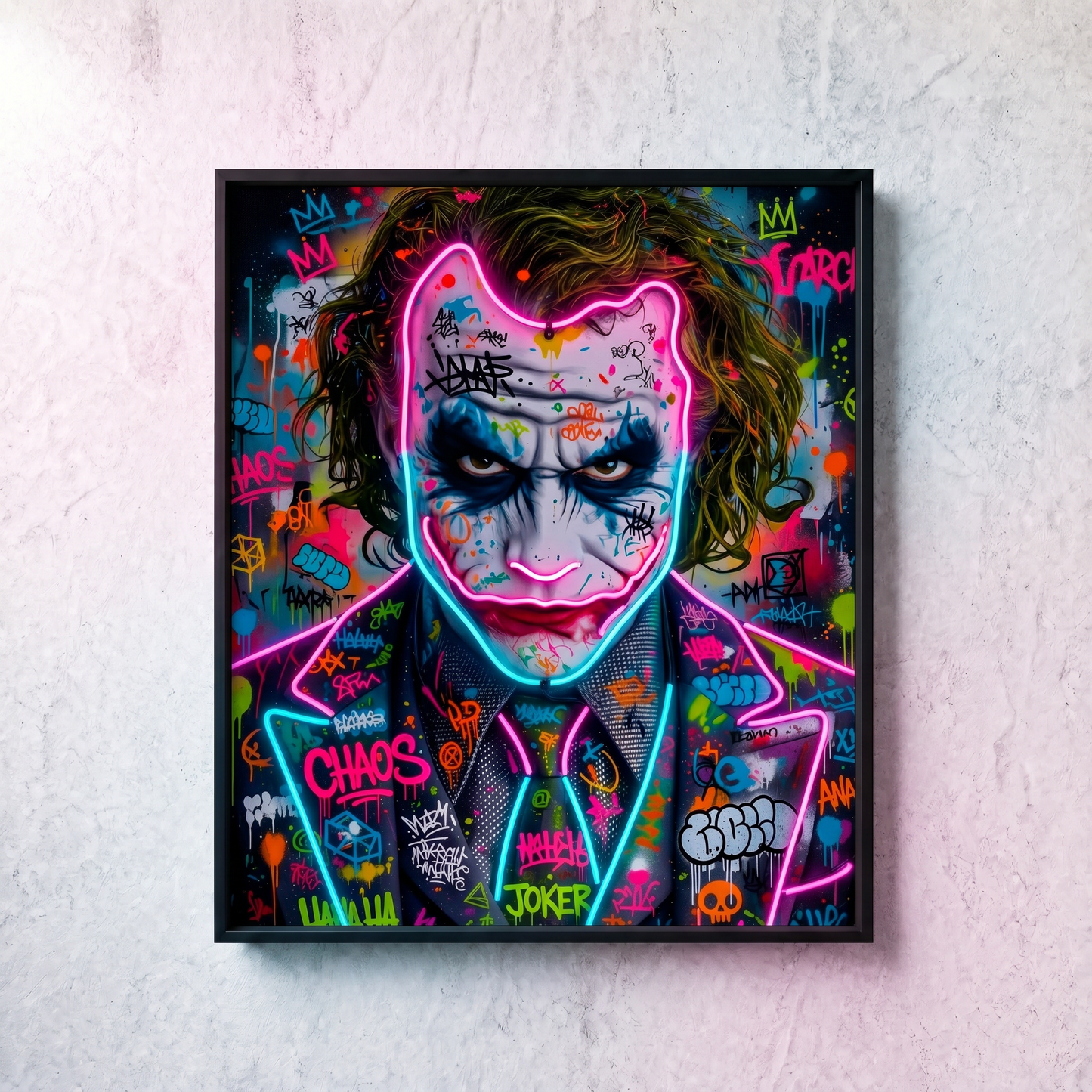 JOKER Neon Wall Art – UV Printed Custom LED Neon Artwork