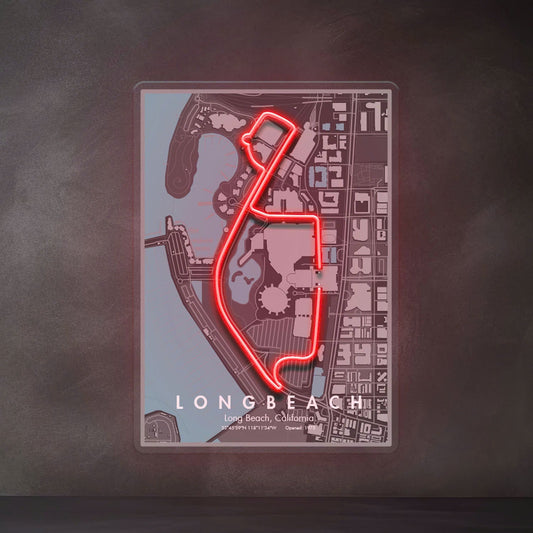 The Long Beach Circuit - North America Motorsport Race Track LED Neon Sign Art