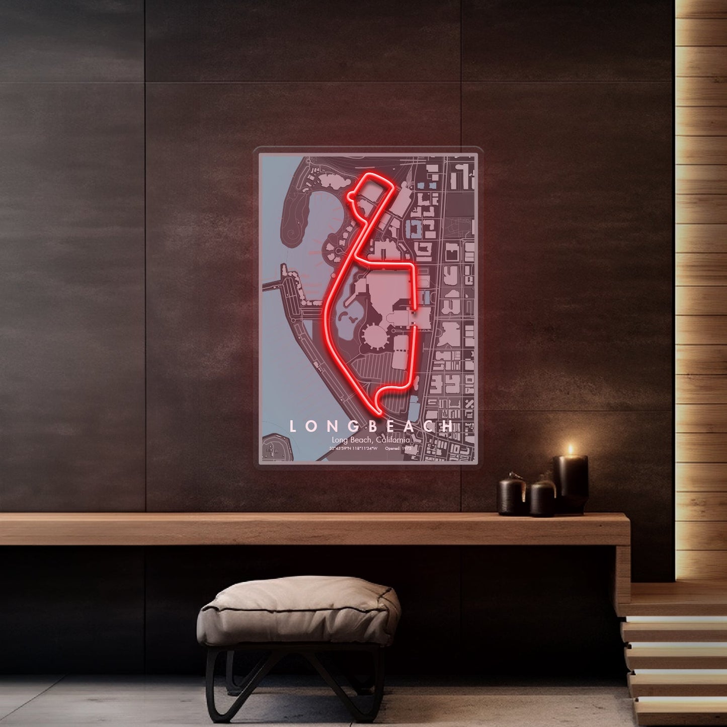The Long Beach Circuit - North America Motorsport Race Track LED Neon Sign Art