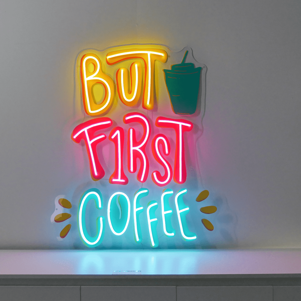'But First Coffee' LED Neon Sign Light Pop Artwork for Business