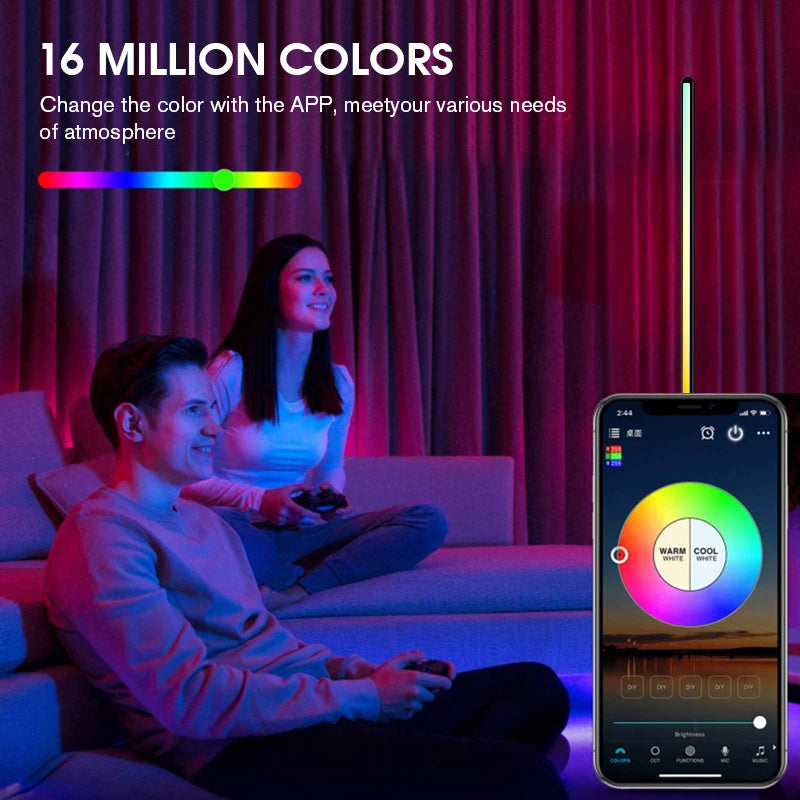 Smart RGB LED Floor Lamp - Transform Your Space with 16 Million Colors & Music Sync for a Vibrant Home Experience