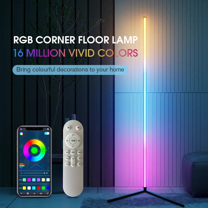 Smart RGB LED Floor Lamp - Transform Your Space with 16 Million Colors & Music Sync for a Vibrant Home Experience