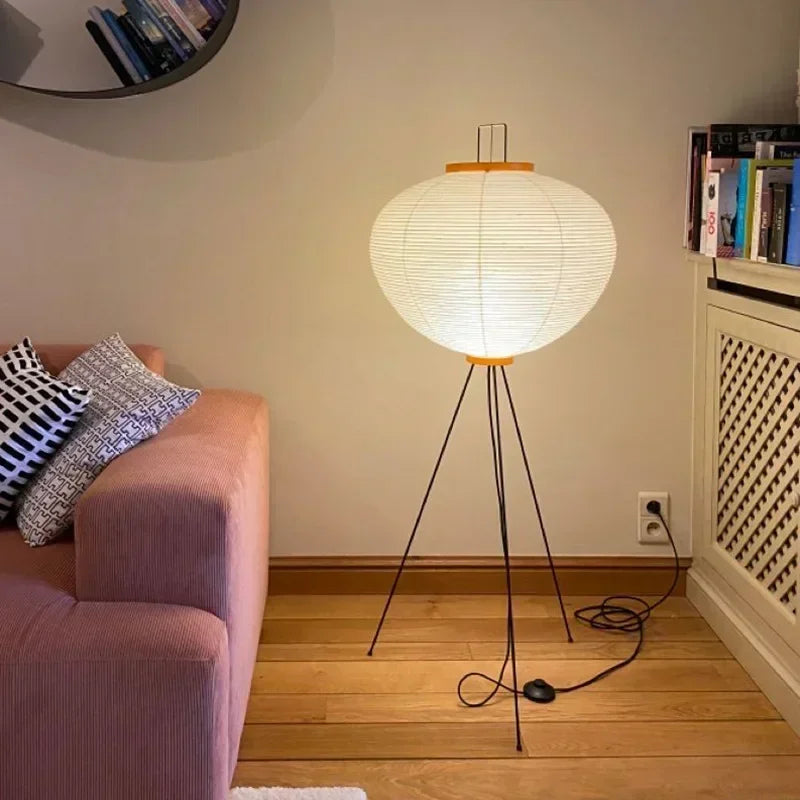 Japanese Noguchi Akari Rice Paper Floor Lamp – Elevate Your Space with Wabi Sabi Lighting for a Cozy Living Room or Bedroom