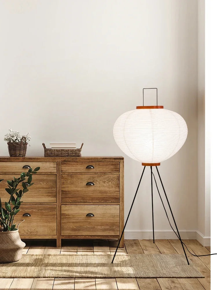 Japanese Noguchi Akari Rice Paper Floor Lamp – Elevate Your Space with Wabi Sabi Lighting for a Cozy Living Room or Bedroom