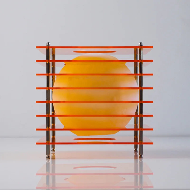 Orange Acrylic Moon Table Lamp - Nordic Minimalist Design for Living Room, Bedroom & Study - Warm LED Lighting for Cozy Atmosphere