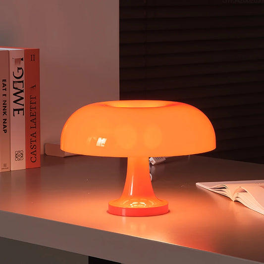 Orange Mushroom Table Lamp Modern Bauhaus LED Night Light