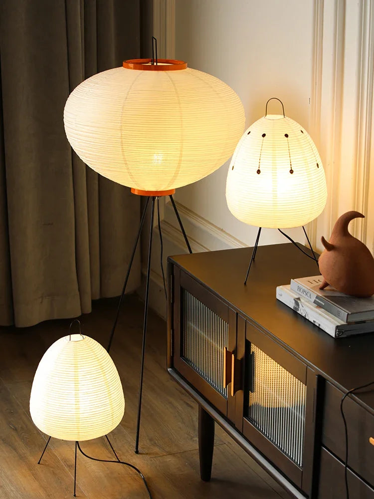 Japanese Noguchi Akari Rice Paper Floor Lamp – Elevate Your Space with Wabi Sabi Lighting for a Cozy Living Room or Bedroom