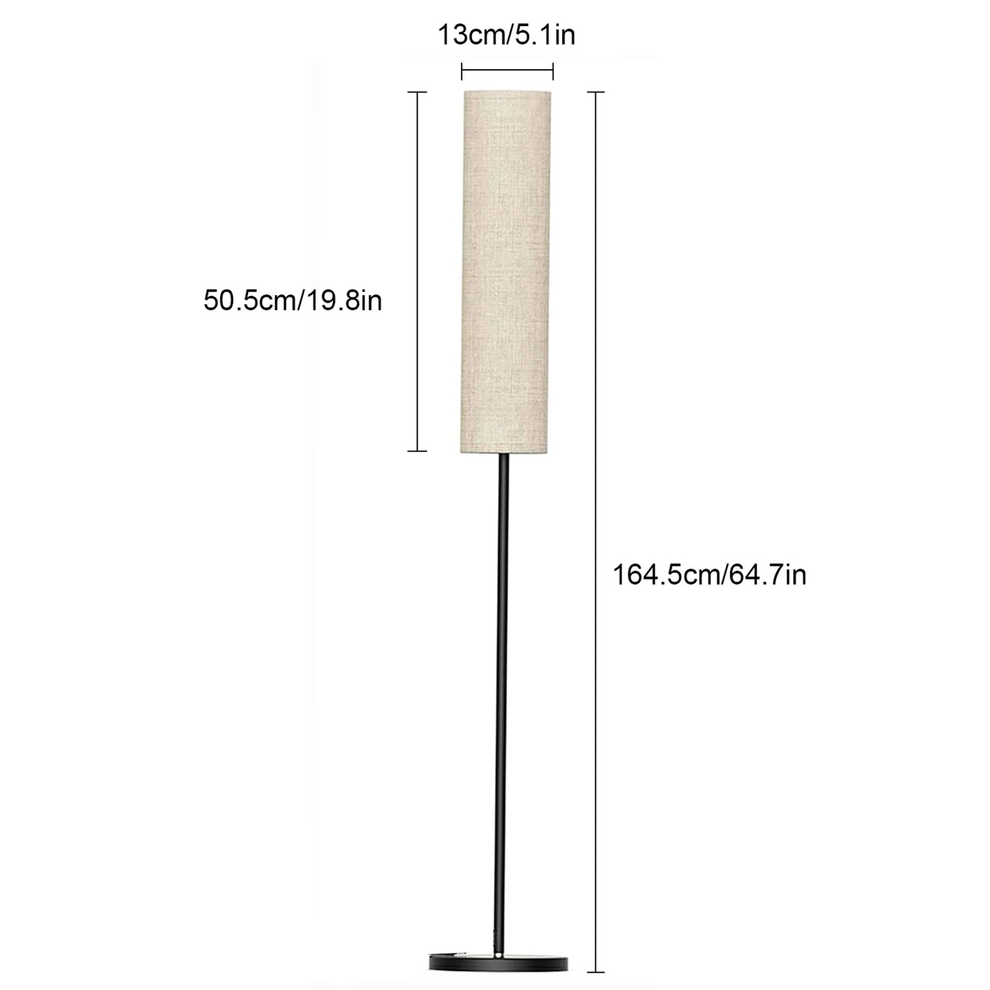 126-LED floor lamp with beige fabric shade, black stand, remote control, 2800K-7000K adjustable color.
