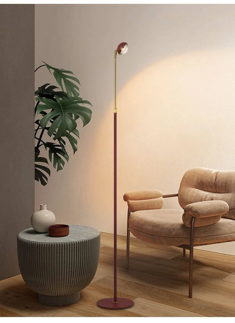 Nordic Red Tall Cob Floor Lamp - Adjustable Height & Angle for Eye-Protection Ambient Lighting in Your Home