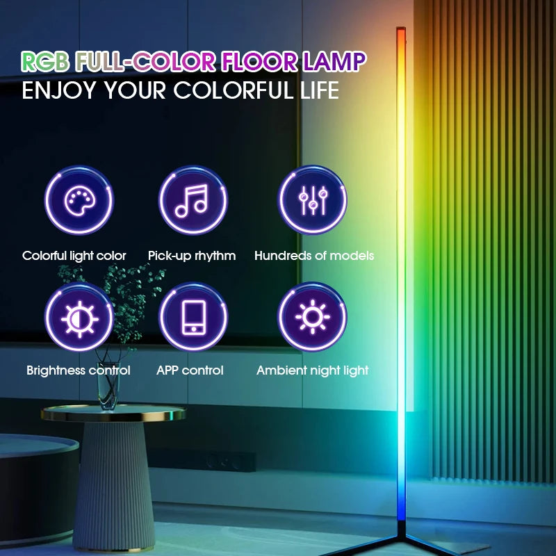 Smart RGB LED Floor Lamp - Transform Your Space with 16 Million Colors & Music Sync for a Vibrant Home Experience