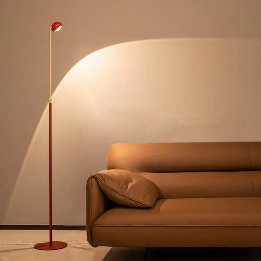 Nordic Red Tall Cob Floor Lamp - Adjustable Height & Angle for Eye-Protection Ambient Lighting in Your Home
