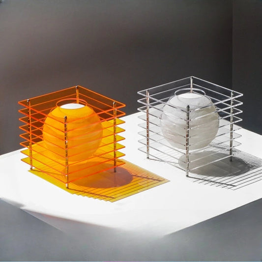 Orange Acrylic Moon Table Lamp - Nordic Minimalist Design for Living Room, Bedroom & Study - Warm LED Lighting for Cozy Atmosphere