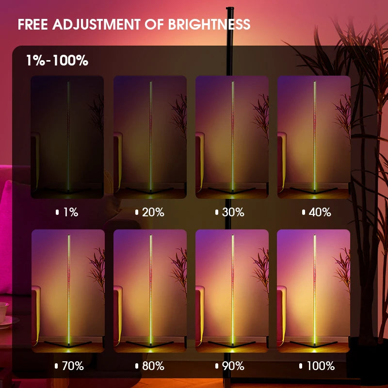 Smart RGB LED Floor Lamp - Transform Your Space with 16 Million Colors & Music Sync for a Vibrant Home Experience
