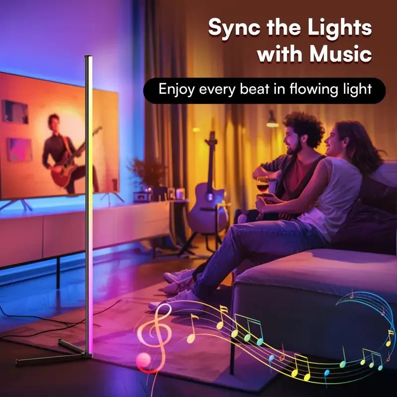 Smart RGB LED Floor Lamp - Transform Your Space with 16 Million Colors & Music Sync for a Vibrant Home Experience