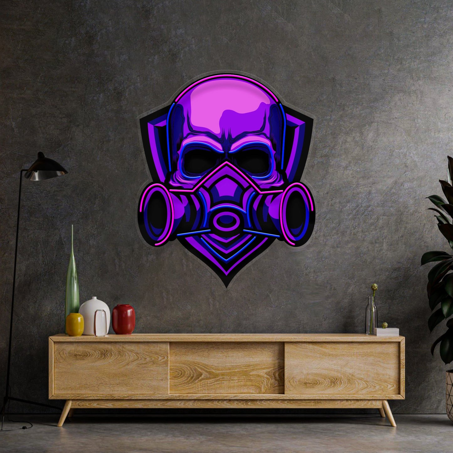 Skull Gas Mask LED Neon Sign Light Pop Art