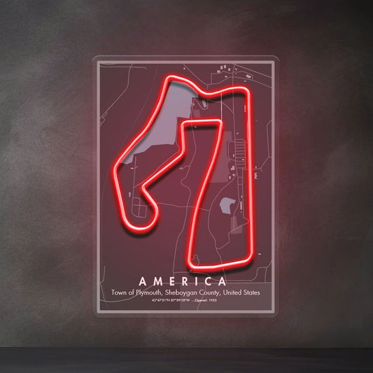 America Circuit - Motorsport Race Track LED Neon Sign Art