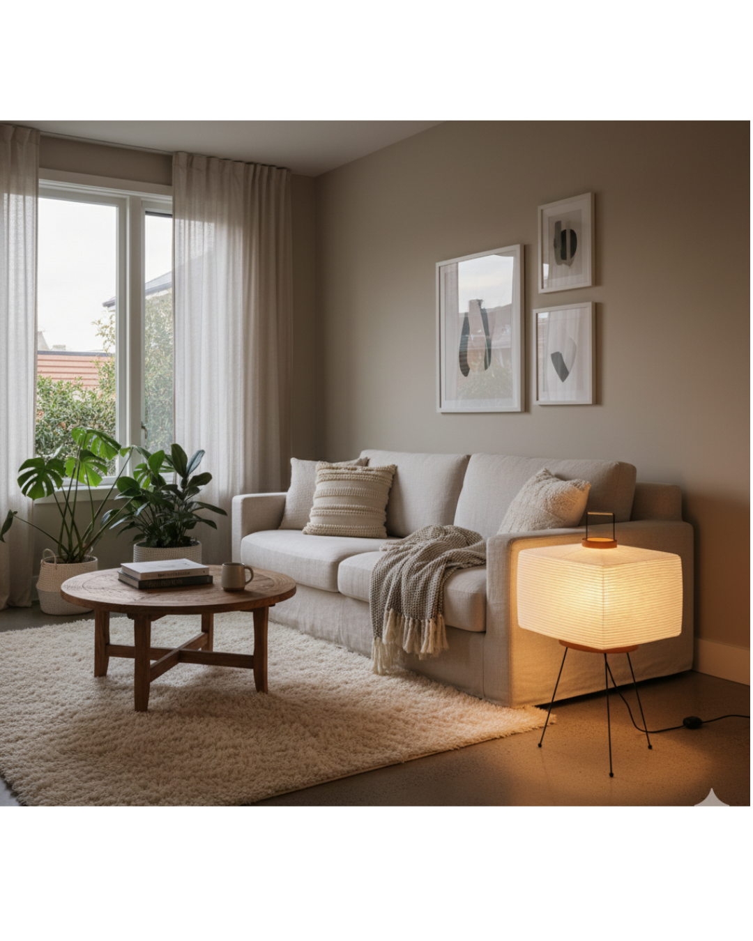 Japanese Elegance Akari Noguchi Yong Table Lamp - Stunning Rice Paper Light for Your Living Room or Bedroom
