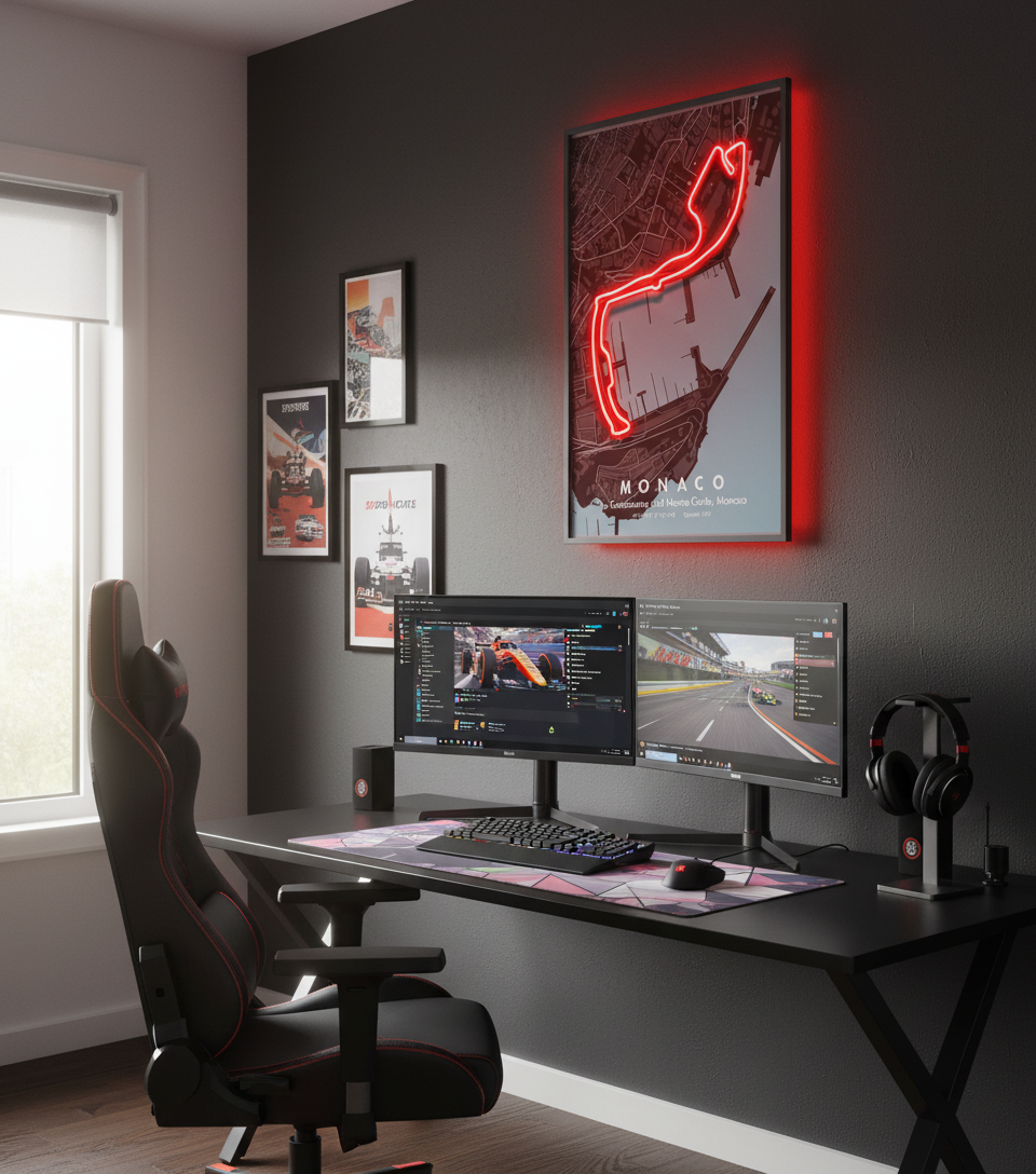 Monaco Circuit - Iconic Motorsport Race Track LED Neon Sign Art - lifestyle