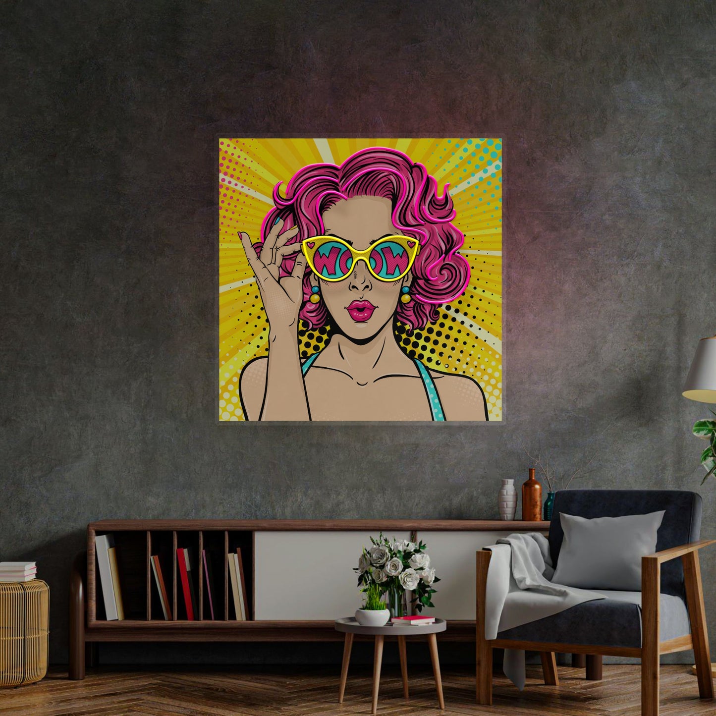 Wow Lady Pop Art NED Neon Artwork