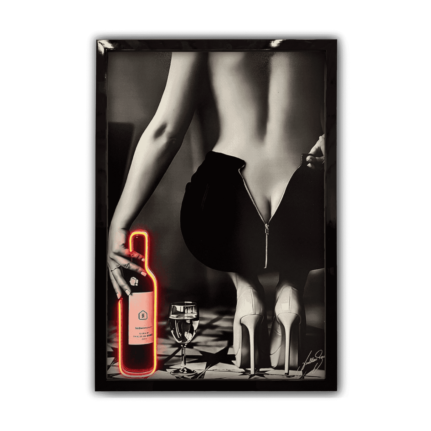 Girl & Wine | Custom UV Led Neon Artwork