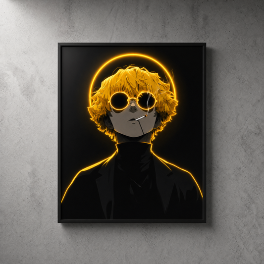 Anime Zenitsu with Glasses Neon Wall Art – UV Printed Custom LED Neon Artwork