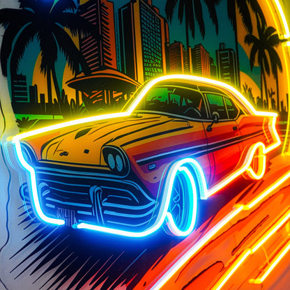 Car The Sunset LED Neon Sign Light Pop Art