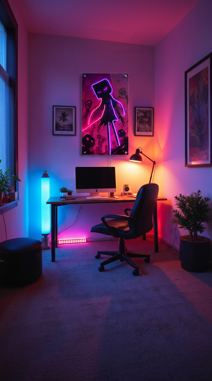 Blockworld Witch Creature LED Neon Wall Art - Premium Custom LED Neon Artwork