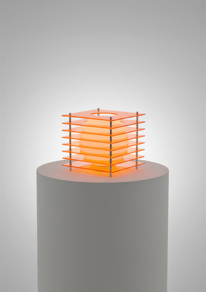 Orange Acrylic Moon Table Lamp - Nordic Minimalist Design for Living Room, Bedroom & Study - Warm LED Lighting for Cozy Atmosphere