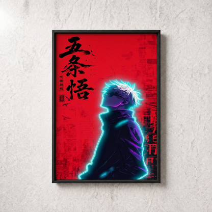 Anime Gojo Satoru Neon Wall Art – UV Printed Custom LED Neon Artwork
