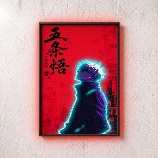 Anime Gojo Satoru Neon Wall Art – UV Printed Custom LED Neon Artwork
