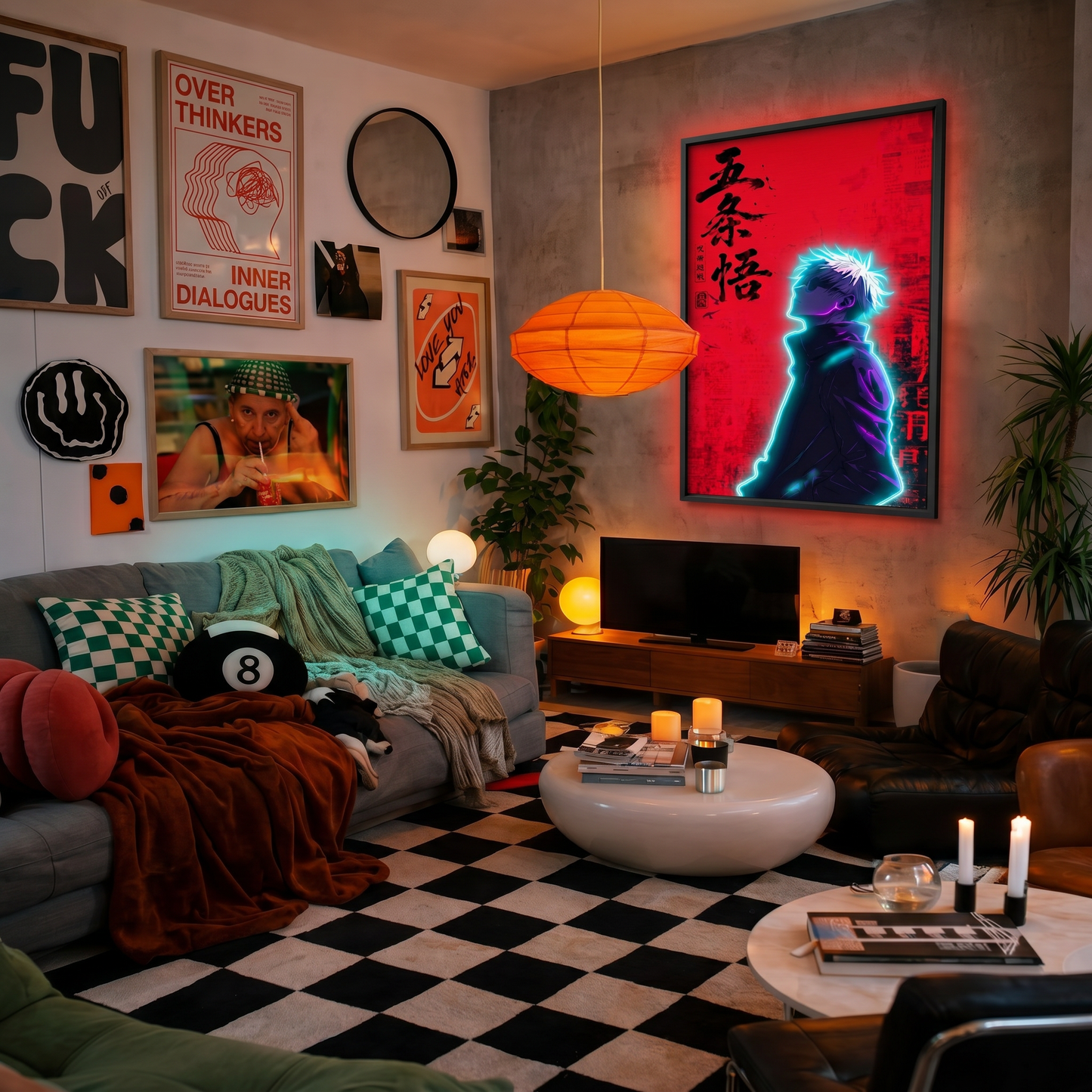 Anime Gojo Satoru Neon Wall Art – UV Printed Custom LED Neon Artwork