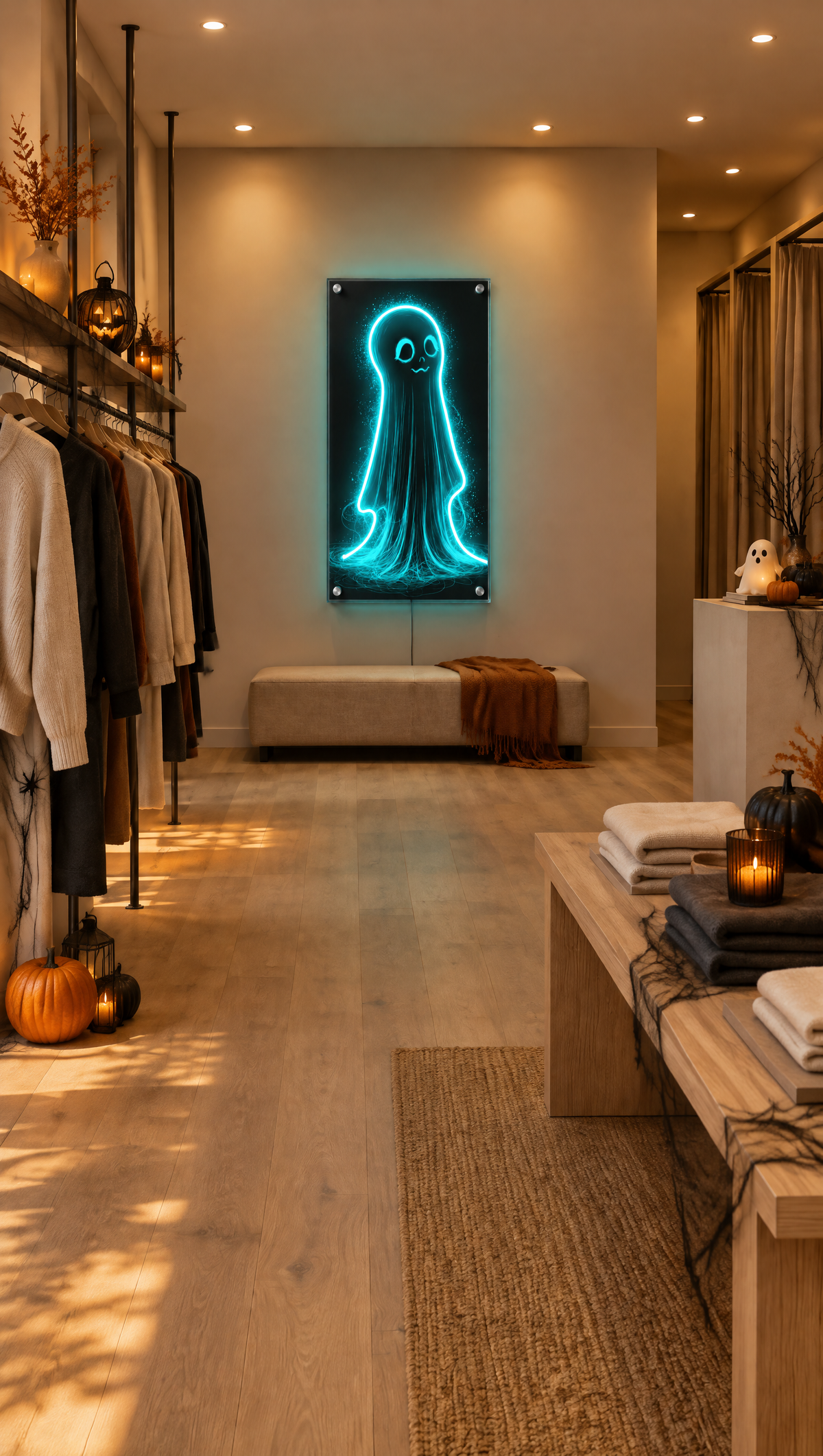 Sad Ghost Neon Wall Art - Premium Custom LED Neon Artwork