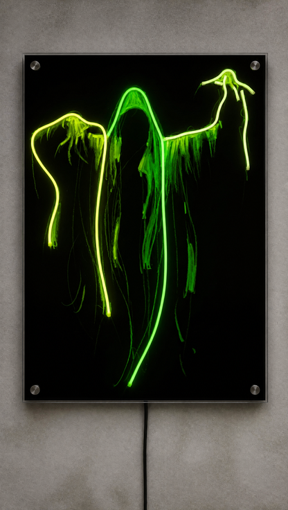 Green Ghost Neon Wall Art - Premium Custom LED Neon Artwork