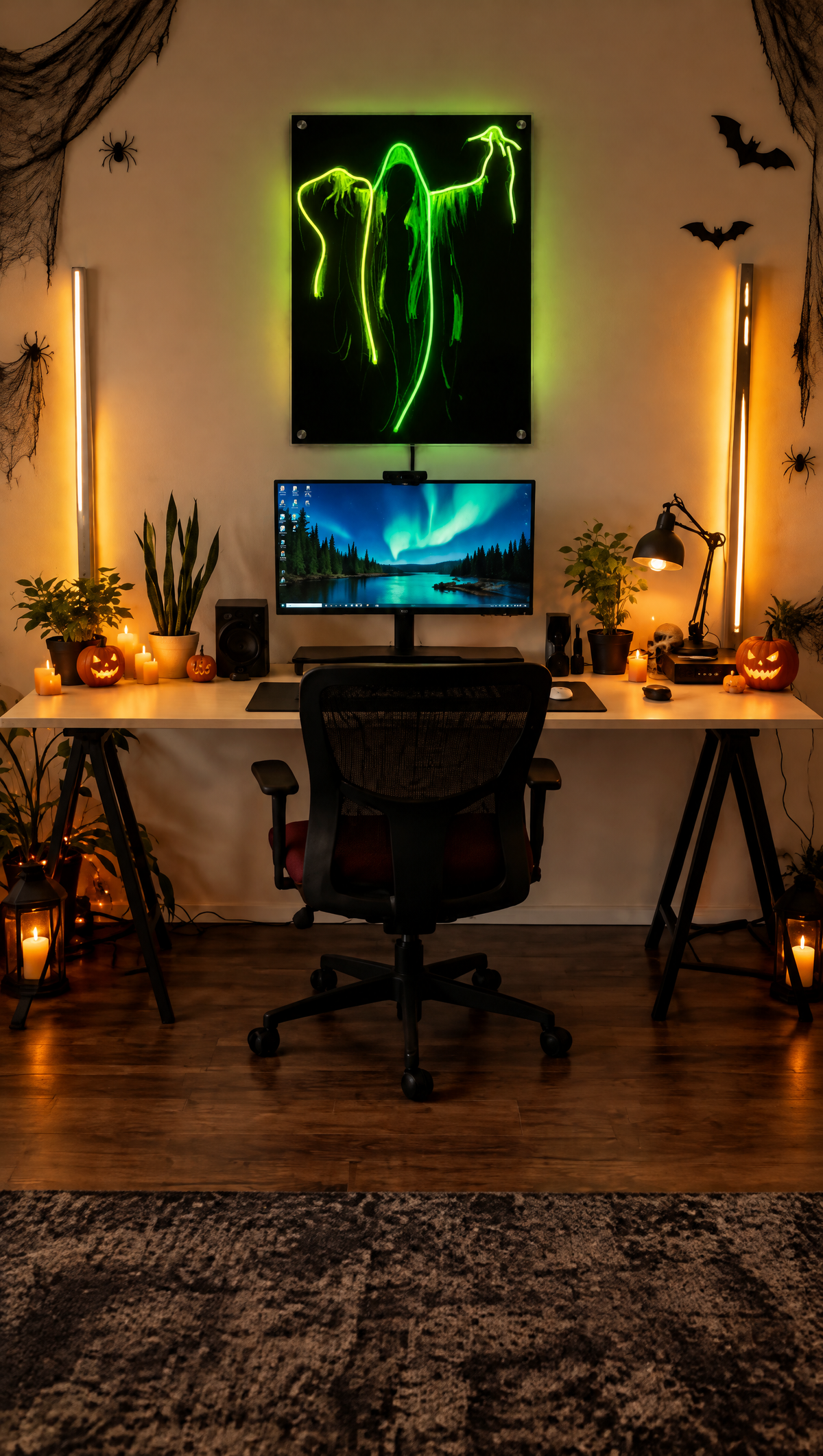 Green Ghost Neon Wall Art - Premium Custom LED Neon Artwork