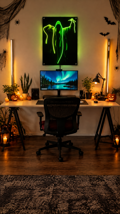 Green Ghost Neon Wall Art - Premium Custom LED Neon Artwork
