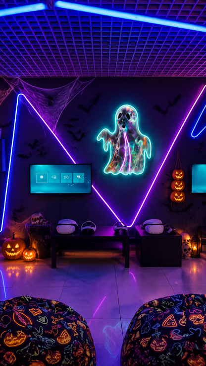 Colorful Ghost Neon Wall Art - Premium Custom LED Neon Artwork