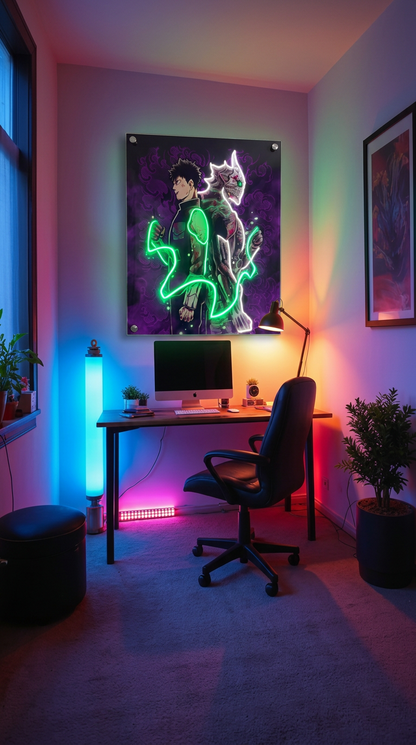 Human and Kaiju LED Neon Wall Art - Premium Custom LED Neon Artwork