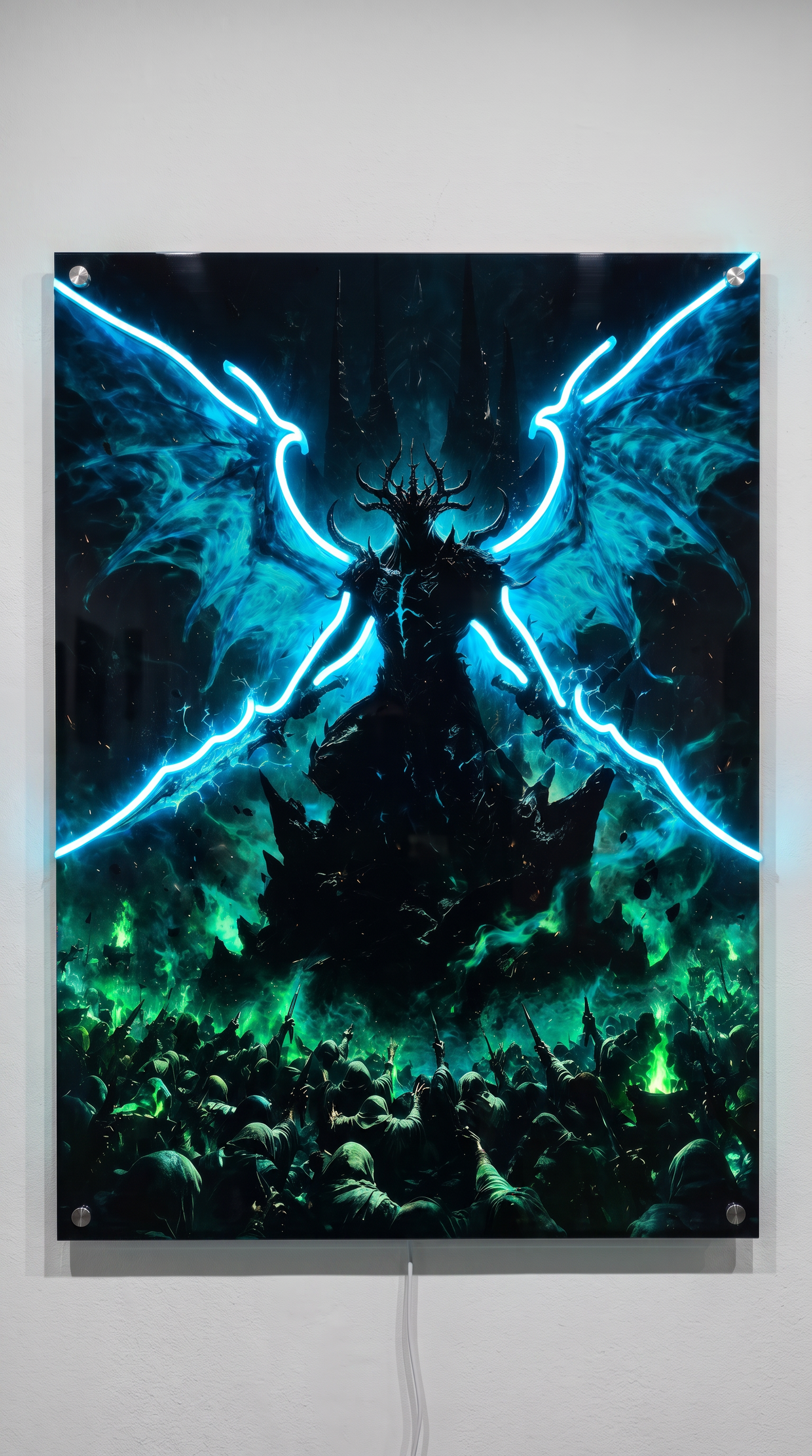 Demon with Sword LED Neon Wall Art - Premium Custom LED Neon Artwork