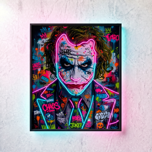 JOKER Neon Wall Art – UV Printed Custom LED Neon Artwork