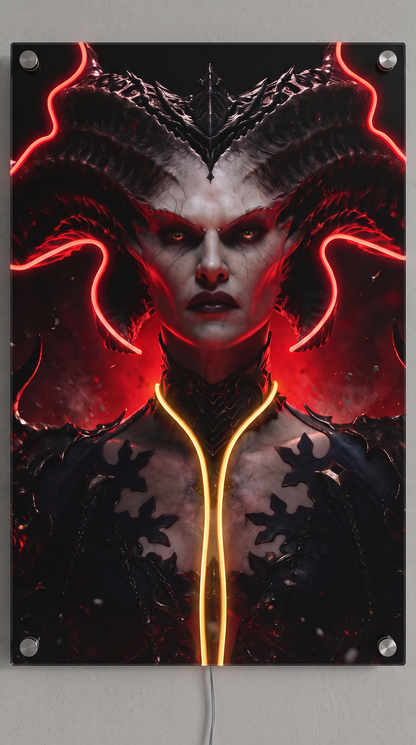 Demon Queen LED Neon Portrait Wall Art - Premium Custom LED Neon Artwork