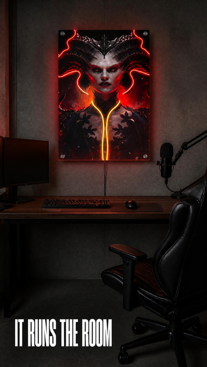 Demon Queen LED Neon Portrait Wall Art - Premium Custom LED Neon Artwork