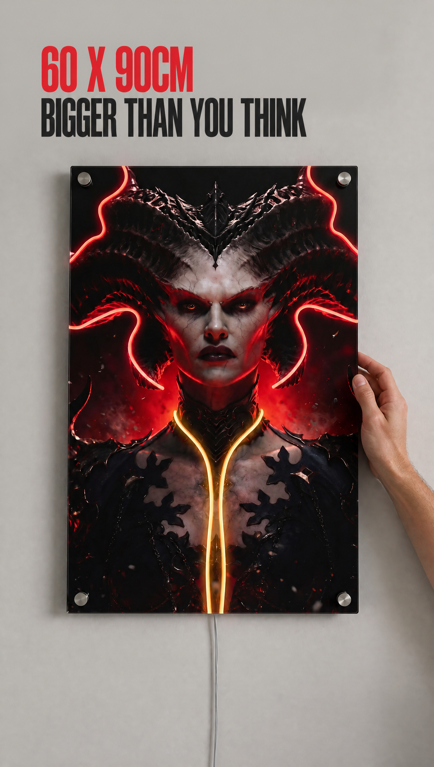 Demon Queen LED Neon Portrait Wall Art - Premium Custom LED Neon Artwork
