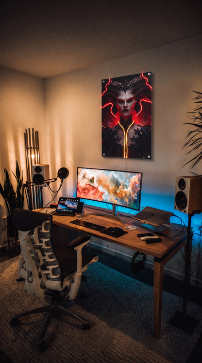 Demon Queen LED Neon Portrait Wall Art - Premium Custom LED Neon Artwork