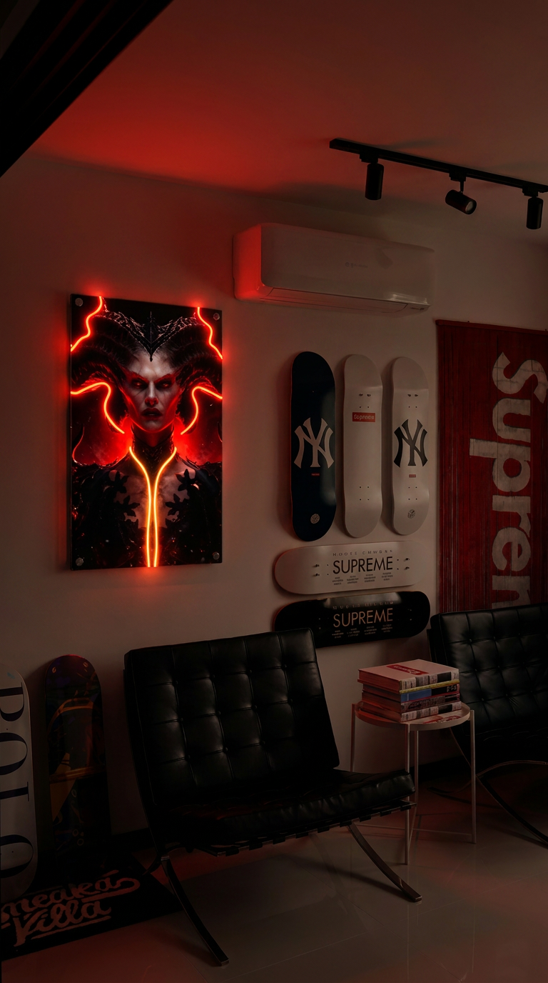 Demon Queen LED Neon Portrait Wall Art - Premium Custom LED Neon Artwork