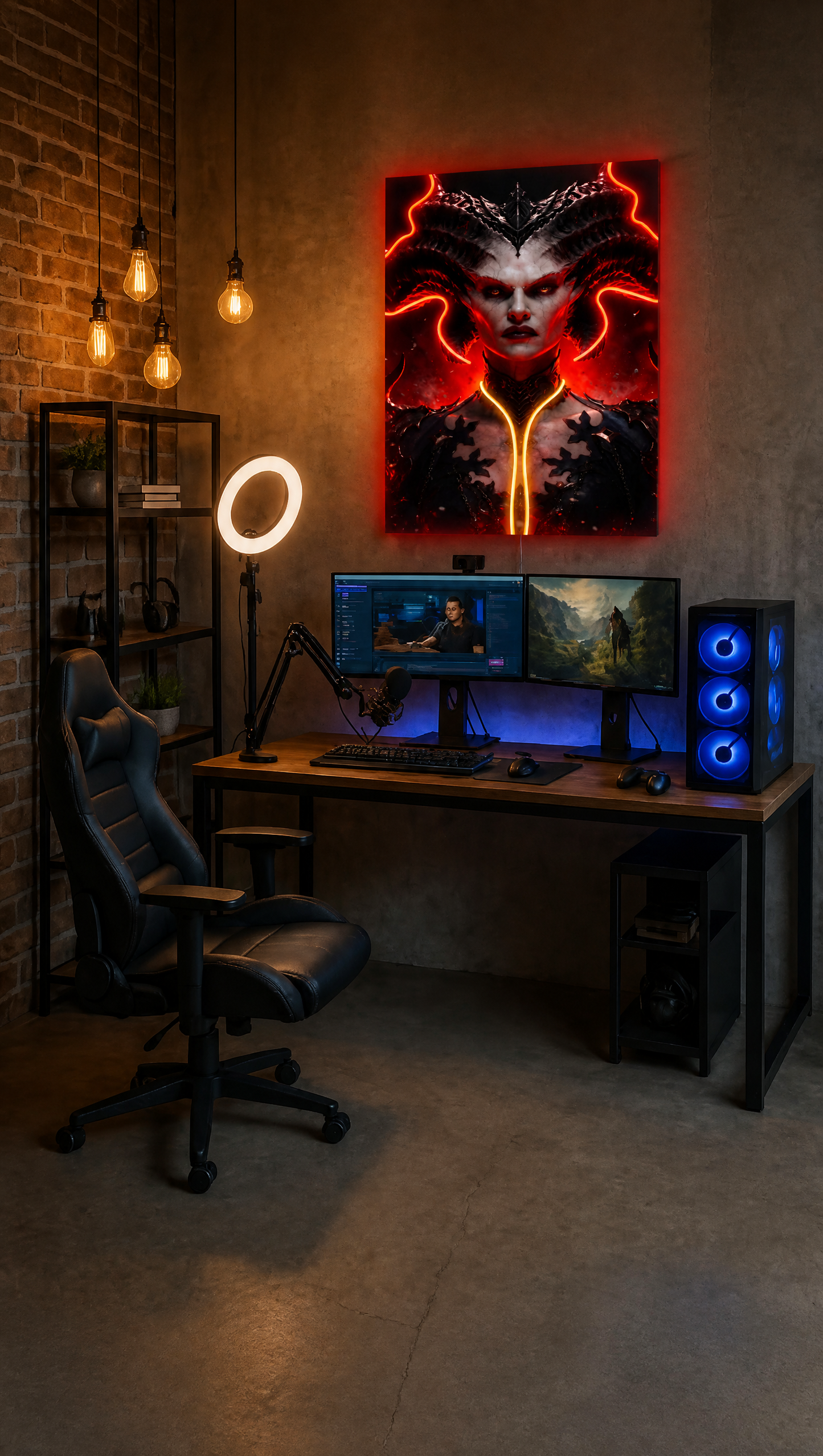 Demon Queen LED Neon Portrait Wall Art - Premium Custom LED Neon Artwork