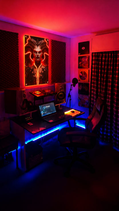 Demon Queen LED Neon Portrait Wall Art - Premium Custom LED Neon Artwork