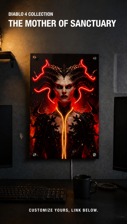 Demon Queen LED Neon Portrait Wall Art - Premium Custom LED Neon Artwork