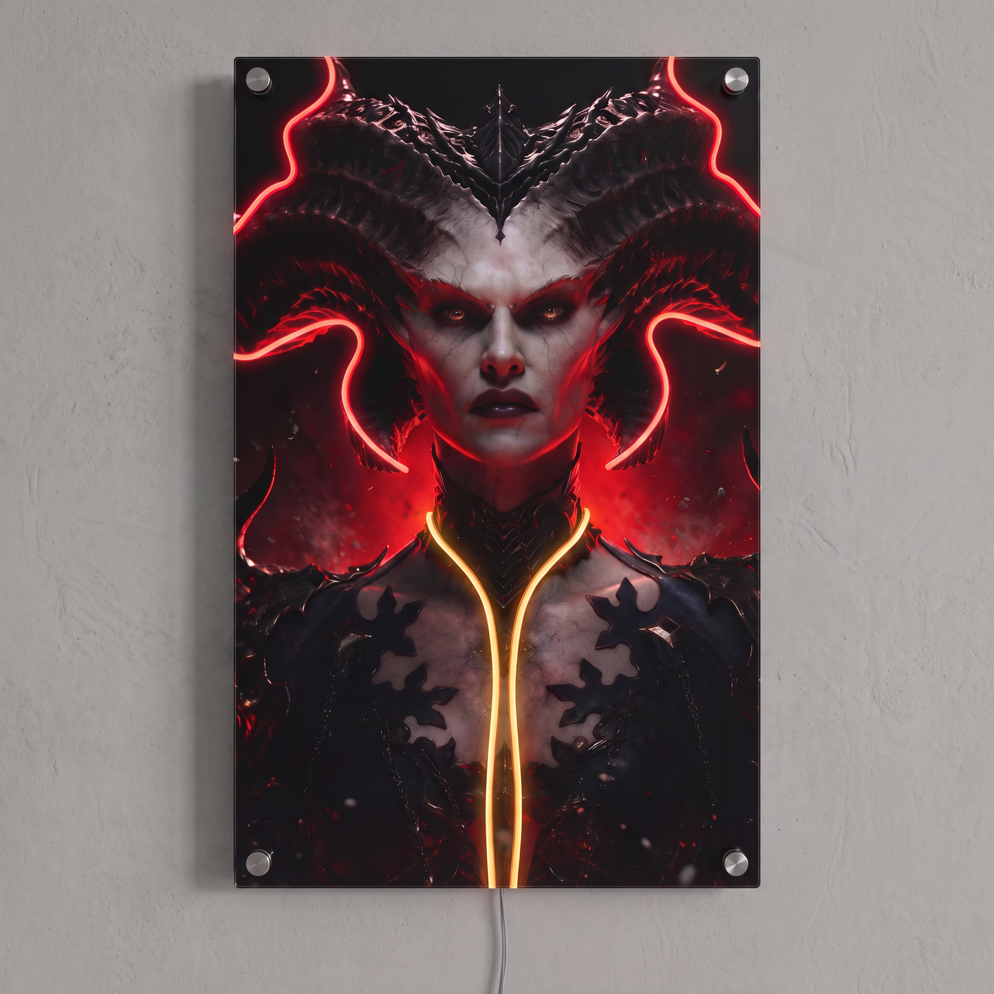 Demon Queen LED Neon Portrait Wall Art - Premium Custom LED Neon Artwork